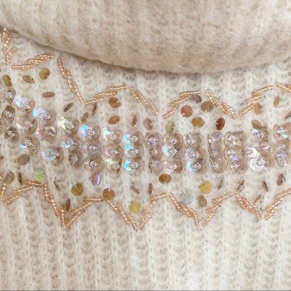 Zara Wool Mohair Blend Beaded Turtleneck Sweater Bloggers Fav Small - Picture 3 of 9